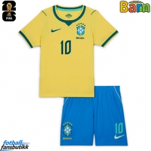 Brasil Vinicius Junior #10 Hjemmedraktsett Barn EM 2024 Kortermet (+ Korte bukser)